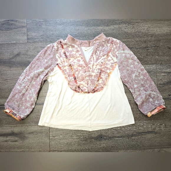 Tiny By Anthropolgie Victorian Ruffles Sheer Sleeves Top Medium Girly Cottage - Picture 4 of 12